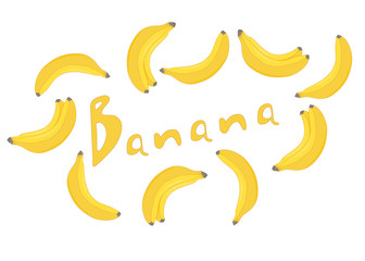 Fototapeta na wymiar Yellow bananas. The lettering 
