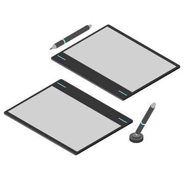 Graphics tablet. Flat isometric. Drawing tool for a computer.