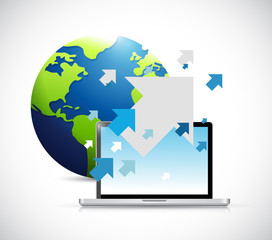 Fototapeta premium sending info over the globe. computer