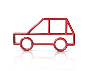 3d illustration of red compact car