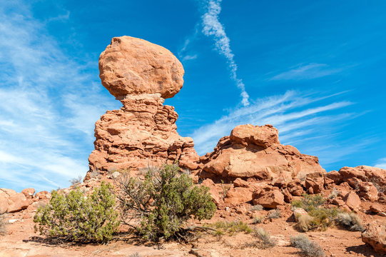 balanced rock in Arches National Park, Utah, USA