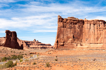 sandstone monuments at Park Avenue in Arches National Park, Utah