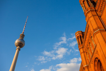 The Rotes Rathaus and Fernsehturm (TV Tower), Berlin