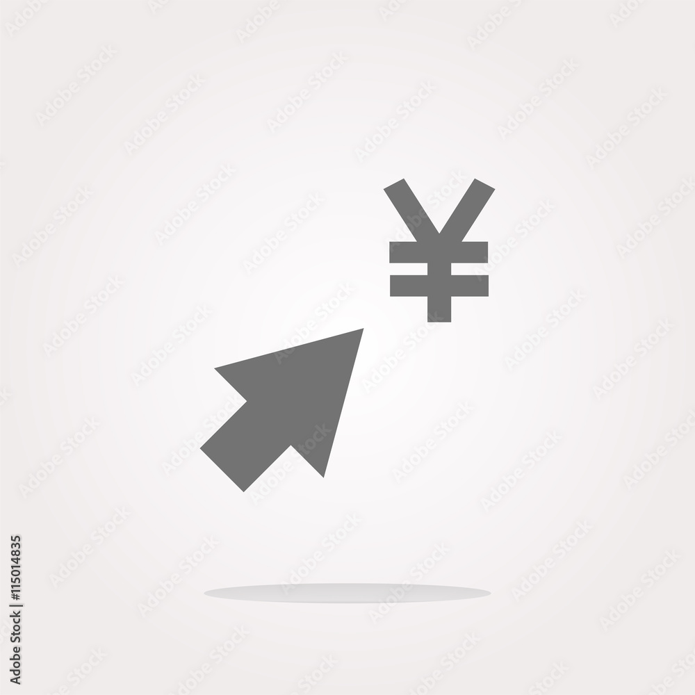 Poster yen currency symbol and arrow web button icon . vector illustration. vector icon