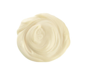 Handful of cream isolated on white background. Top view