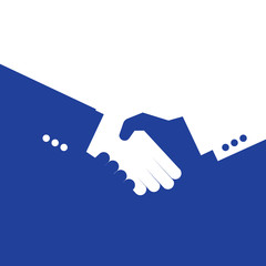 Vector partnership handshake illustration. Background for business and finance. Blie and white.- 115017664
