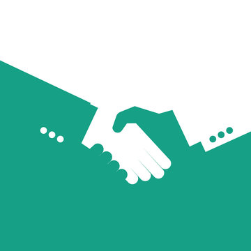 Vector partnership handshake illustration. Background for business and finance. Blue and white.

