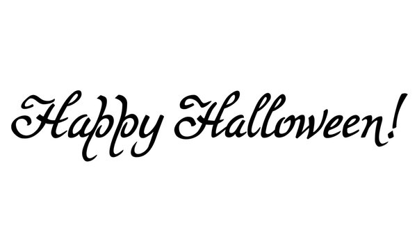 Artistic drawn phrase "Happy Halloween!". Original custom hand lettering. Design element for greeting cards, invitations, prints.