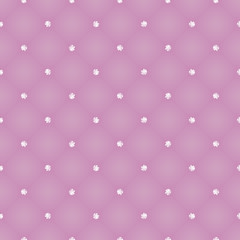 Glamour seamless pattern of pink realistic upholstery leather texture. Luxury background with elements button tufted.