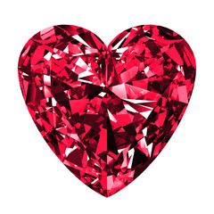 Ruby Heart Over White Background.