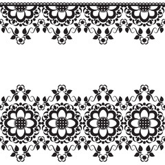 Seamless Indian mehndi border element with flowers pattern card for tattoo on white background.
