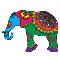 Obraz premium Mehndi tattoo doodle elephant colored in Indian style