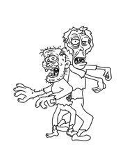 2 zombies buddies kumpels team party go running ugly comic cartoon funny halloween horror