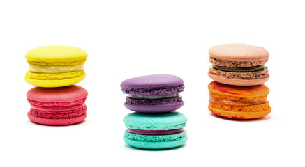A french sweet delicacy, macaroons variety closeup.