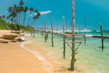 Naklejka na ściany i meble Nature of Asia: Sri Lanka. Sunny ocean beach.