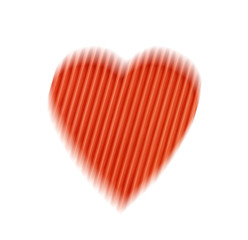 blurred offset abstract red heart with stripes isolated on a white background. the concept of love, Valentine's day