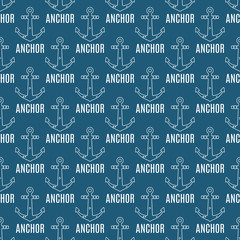 Seamless vector pattern with anchors and text.   can be used for wallpaper, tee designs,  fills, t shirt printing, web page background, surface textures. Nautical hipster style