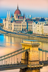 Naklejka premium Budapest at sunset, Hungary
