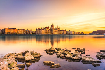 Budapest parliament at sunset, Hungary