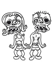 2 undead zombies love couple couple love running disgusting woman man girl boy team cool horror monster halloween comic cartoon