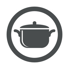 Icono plano olla en circulo color gris