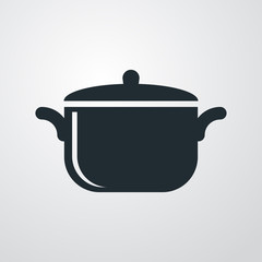 Icono plano olla sobre fondo degradado gris