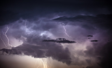 Cloudscape with thunder bolt