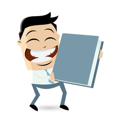 business man holding a big book