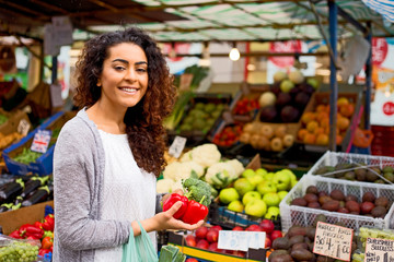 young woman shopping at the market