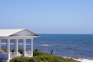White gazebo on a beach