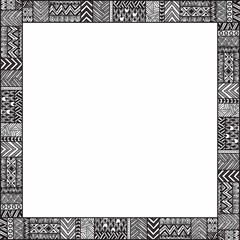 Ethnic frame for your text. Empty space. Black and white illustr