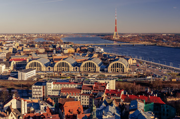 Naklejka premium Riga, Latvia: aerial view of Old Town