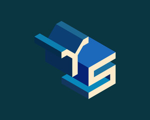 YS isometric 3D letter logo. three-dimensional stock vector alphabet font typography design.