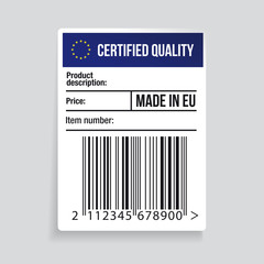 EU Barcode label vector - Certified Quality