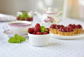 Fruit raspberries on a table