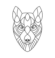 Wolf head vector for coloring book, testa di lupo vettoriale da colorare