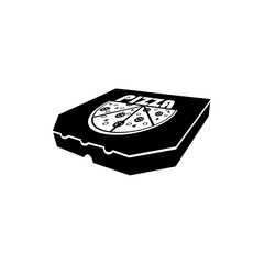 Box of pizza icon. Black icon on white background.