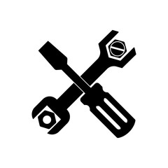 Pictograph of gear icon. Black icon on white background.