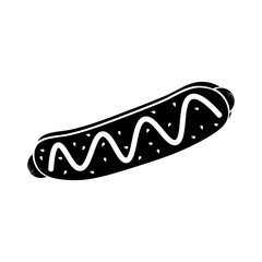 Hot dog icon. Black icon on white background.