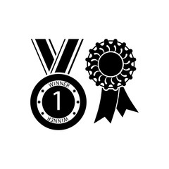 Pictograph of award icon. Black icon on white background.