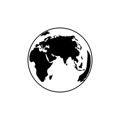 Pictograph of globe icon. Black icon on white background.