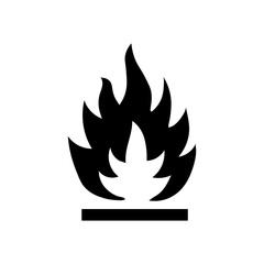 Pictograph of fire icon. Black icon on white background.