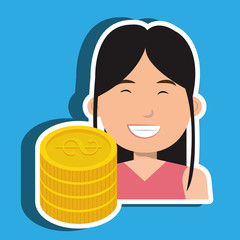 business person with coins  isolated icon design, vector illustration  graphic 