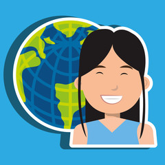 avatar with planet earth isolated icon design, vector illustration  graphic 