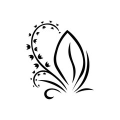Lily of the valley icon. Black icon on white background.