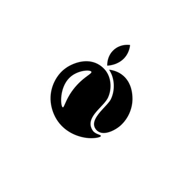 Peach icon. Black icon on white background.