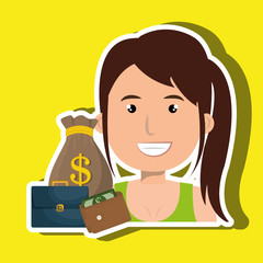 business person with money and portfolio  isolated icon design, vector illustration  graphic 