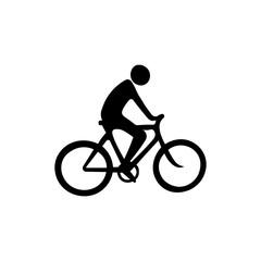Obraz na płótnie Canvas Man on bike icon. Black icon on white background.
