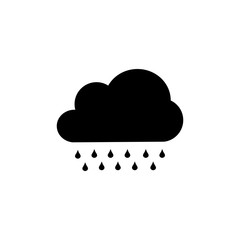 Cloud with rain icon. Black icon on white background.