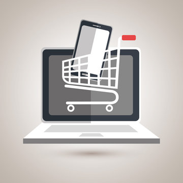 e-commerce from laptop isolated icon design, vector illustration  graphic 